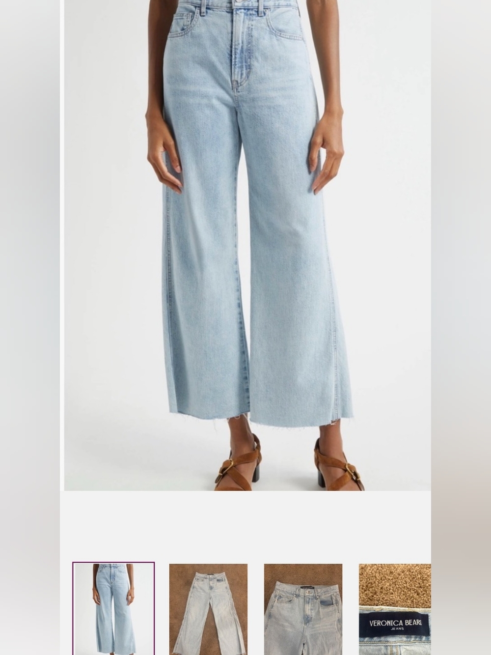 Veronica Beard Taylor Wide Leg Crop High Rise Wide Leg Crop Jeans in Blue Waist